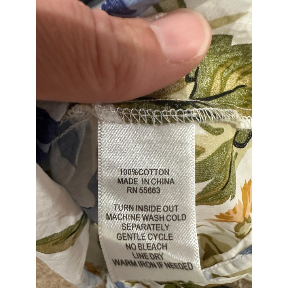 Nicole Miller New York Floral Cotton Maxi Dress Blue Yellow Smocked Waist Small - Picture 4 of 9